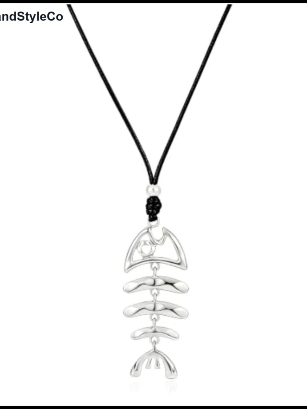 14K Gold Plated Fishbone Statement Pendant Long Necklace for Women